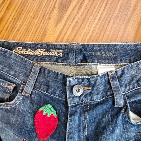 Eddie Bauer Womens 8L Flare Jeans 32x32 Repurposed Custom Patchwork Y2K 2009 - Picture 3 of 11